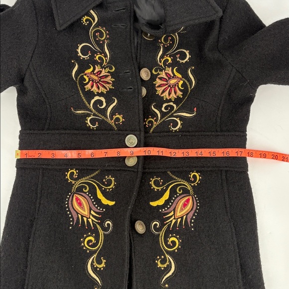 Vintage Y2K Carson Womens Black Boiled Wool Embroidered Dresscoat Size M - Picture 14 of 16